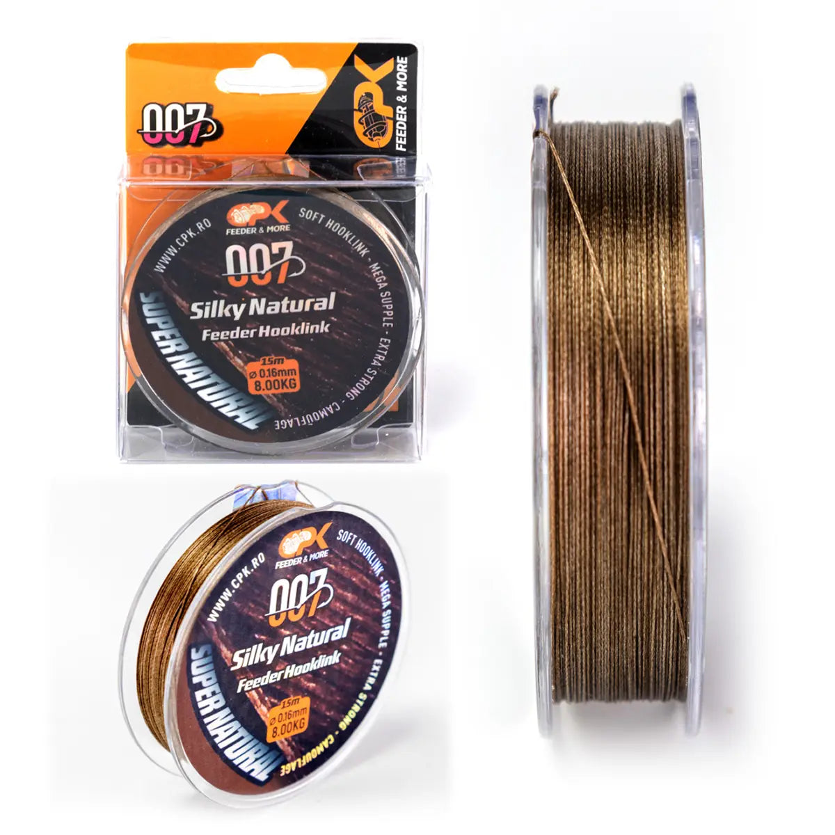 007 CPK SILKY NATURAL FEEDER HOOKLINK 0.16MM 15M BROWN