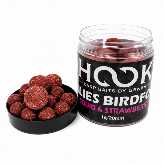 BOILIES DE CARLIG HARD BIRDFOOD 16/20 MM 250 ML SQUID & STRAWBERRY