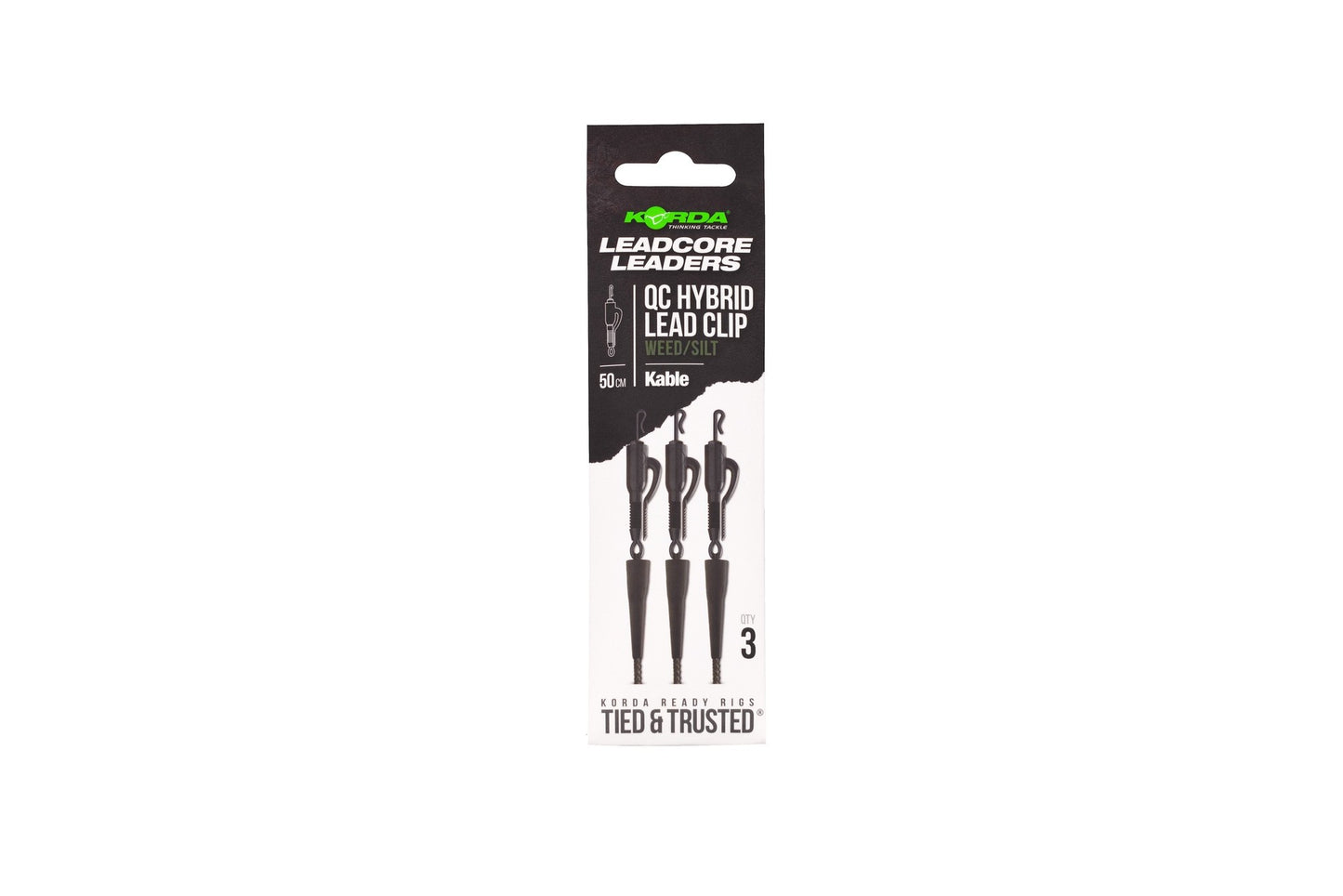 KABLE LEADCORE LEADER HYBRID LEAD CLIP QC SWIVEL WEED 50CM