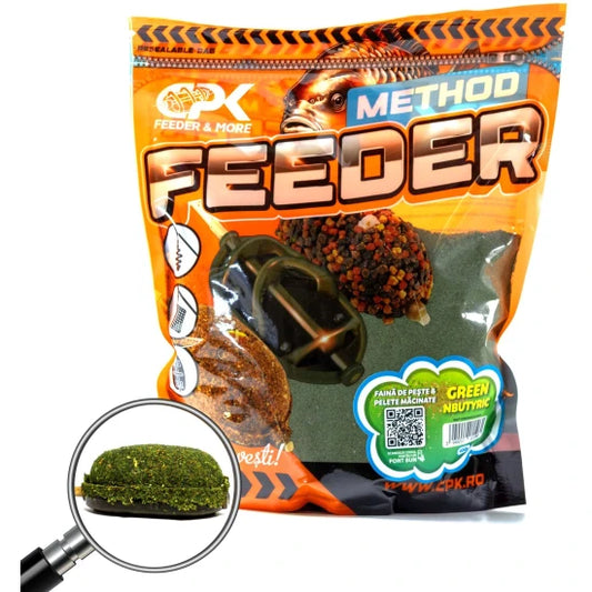GROUNDBAIT METHOD FEEDER FAINA DE PESTE & PELETE MACINATE GREEN NBUTYRIC