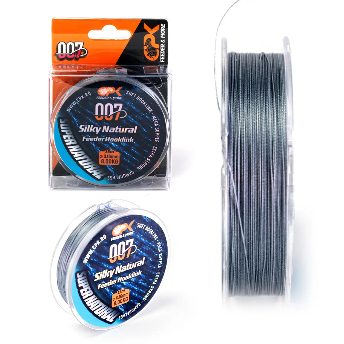 007 SILKY NATURAL FEEDER HOOKLINK 0.14MM 15M GR